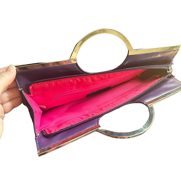 Vintage Candies Purple Faux Leather Oblong Clutch Pink Lined 2000s Bratz Barbie - Picture 6 of 10